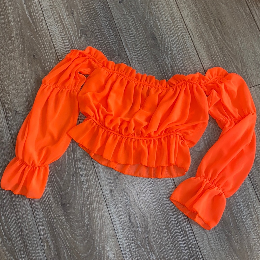 Orange ruffle crop top